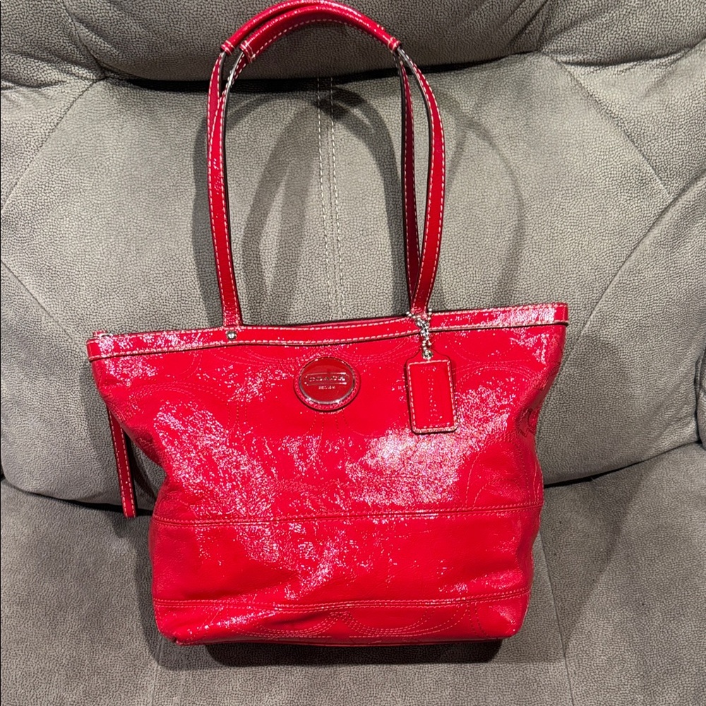 Coach Shiny Red Tote Bag